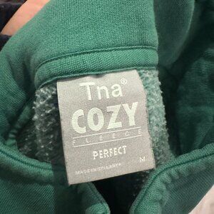 cropped green fuzzy sweater